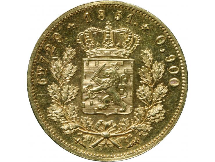 Willem III, Negotiepenning 1851 (Schulman 546/R) - Pr - vz. borstbeeld Willem III naar links met omschrift WILLEM III KONING 