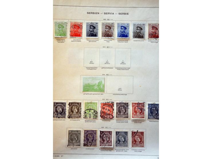 collectie tot ca. 1940 gestempeld w.b. Montenegro en Servië op albumbladen