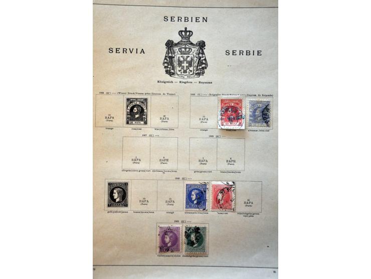 collectie tot ca. 1940 gestempeld w.b. Montenegro en Servië op albumbladen
