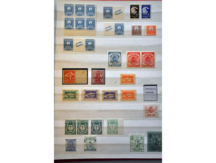 Burgeroorlog, mooie collectie meest ** w.b. beter materiaal en enkele poststukken in 4 insteekboeken