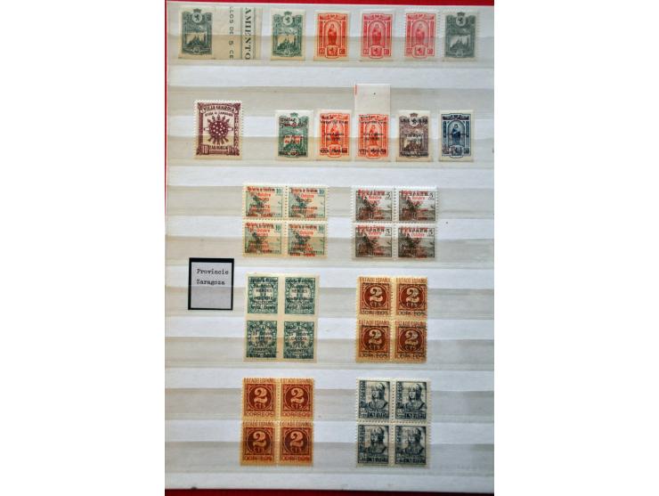 Burgeroorlog, mooie collectie meest ** w.b. beter materiaal en enkele poststukken in 4 insteekboeken