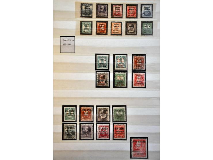 Burgeroorlog, mooie collectie meest ** w.b. beter materiaal en enkele poststukken in 4 insteekboeken