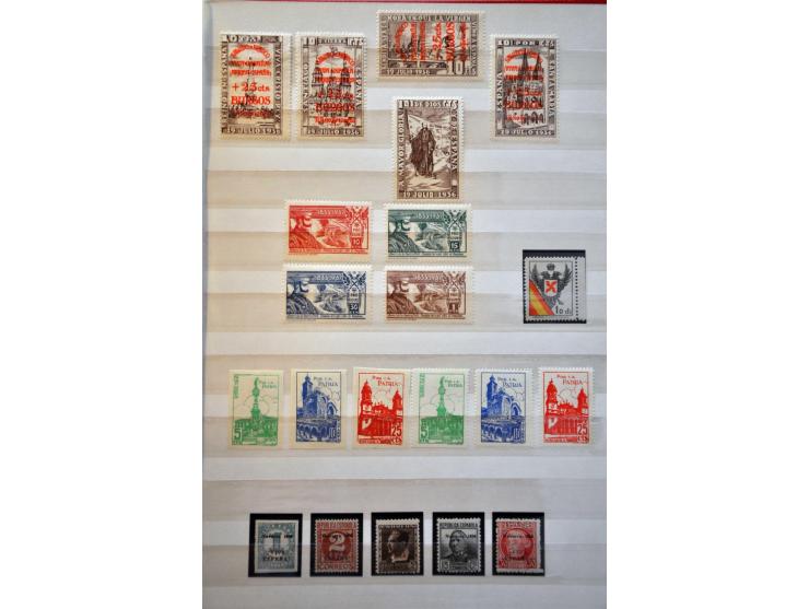 Burgeroorlog, mooie collectie meest ** w.b. beter materiaal en enkele poststukken in 4 insteekboeken