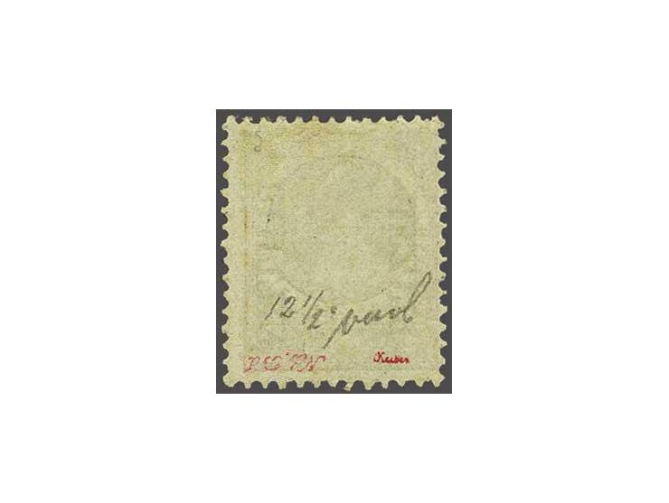 Buiten Bezit 22½ cent bruin en olijf met variëteit kopstaande opdruk, pracht ex. gesigneerd Keiser en Ned. Bond en met certif