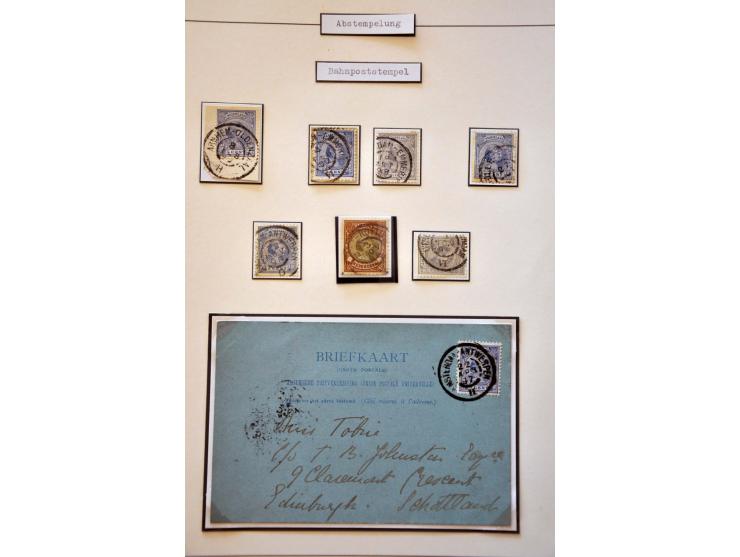 emissie Hangend Haar stempelcollectie met betere ex. en mooie afdrukken w.b. grootrond, dubbelring, halte en langstempels (o.