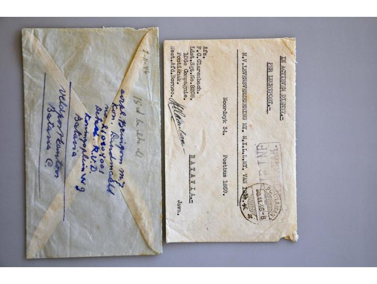 militaire post, 135 poststukken w.b. portvrijdom ca. 1920, regimentstempels, in Engelse dienst Tweede Wereldoorlog, en veel m