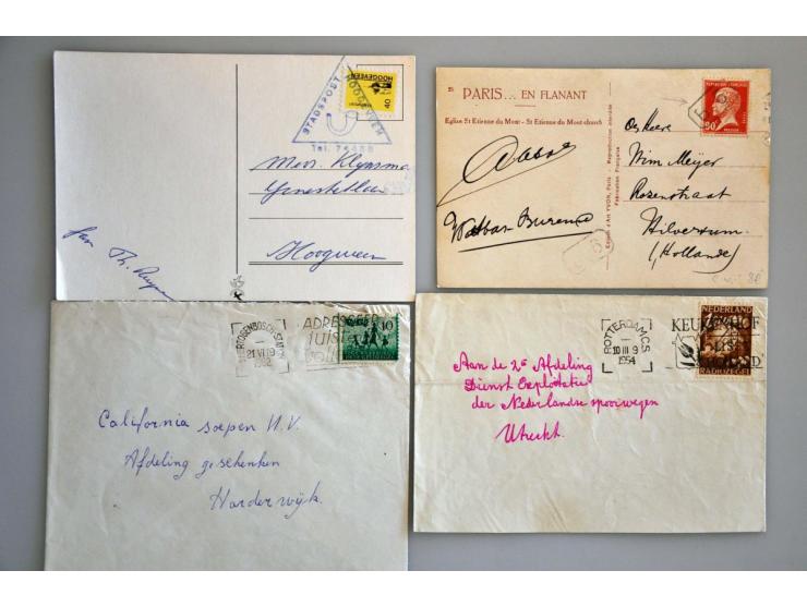 poststukken divers w.b. buitenlandse zegels in Nederland gebruikt, poststukken met kruis (nieuwjaarsdag bezorgen), postmechan