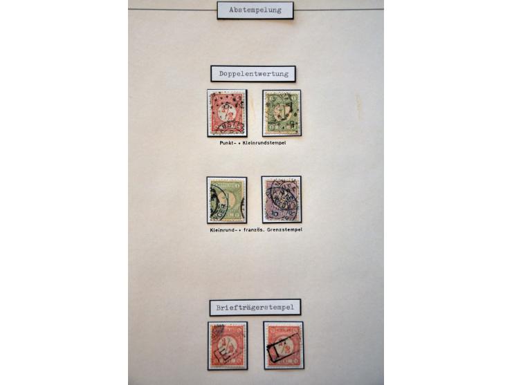 Collectie stempels w.b. puntstempels, klein en grootrond met betere ex. en mooie afdrukken w.b. 29 meest betere post(waarde)s