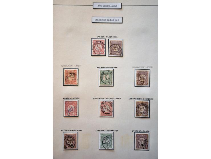 Collectie stempels w.b. puntstempels, klein en grootrond met betere ex. en mooie afdrukken w.b. 29 meest betere post(waarde)s