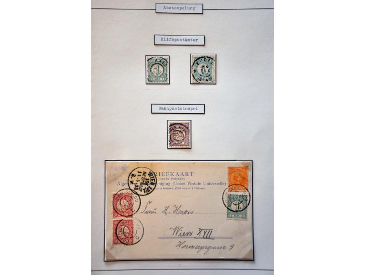 Collectie stempels w.b. puntstempels, klein en grootrond met betere ex. en mooie afdrukken w.b. 29 meest betere post(waarde)s