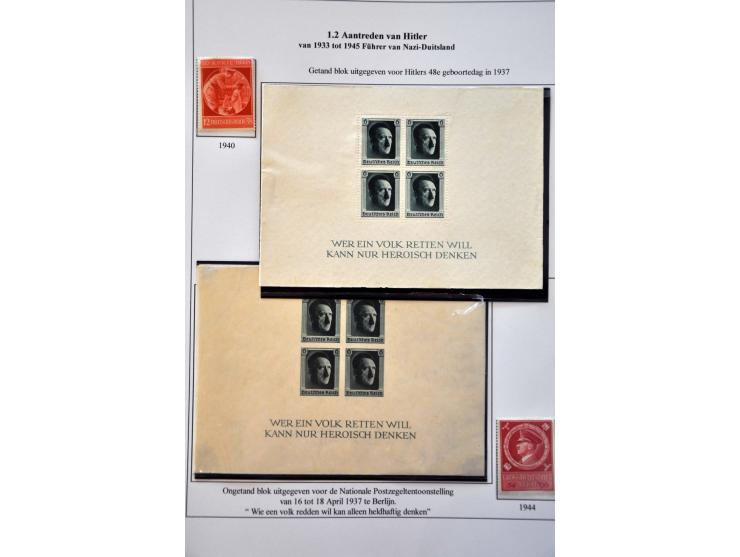 Rise of the Third Reich, collection with minisheets, stamps, booklet Mi. HB32 and covers with a.o. cancellation Leibstandarte