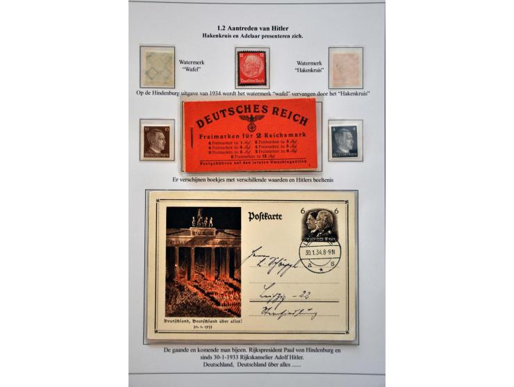 Rise of the Third Reich, collection with minisheets, stamps, booklet Mi. HB32 and covers with a.o. cancellation Leibstandarte