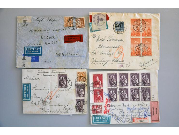 23 censored air mail letters march 1940-december 1944 to or from Denmark including registered, express, all with description 