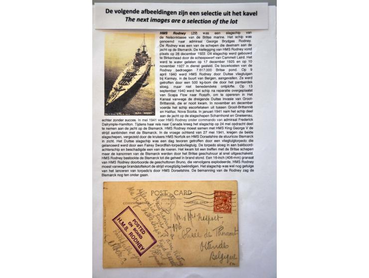 9 poststukken met Paquebot stempels w.b. HMS Rodney