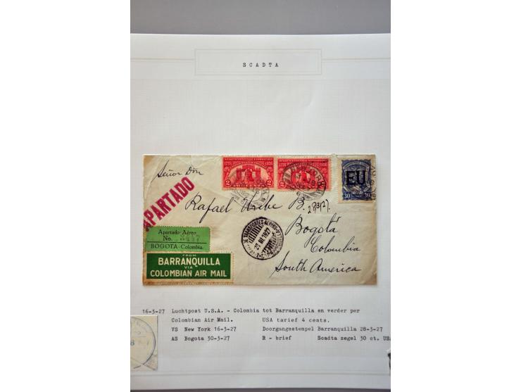 luchtpost collectie poststukken 1921-1931, totaal ca. 58 ex. w.b. Zeppelin, Scadta, Do. X., etc. met veel betere ex., mooi op