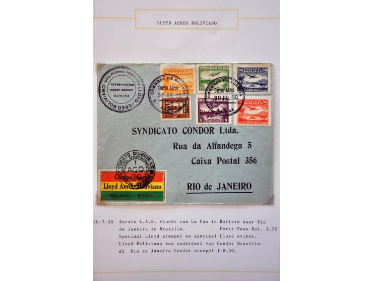 luchtpost collectie poststukken 1921-1931, totaal ca. 58 ex. w.b. Zeppelin, Scadta, Do. X., etc. met veel betere ex., mooi op