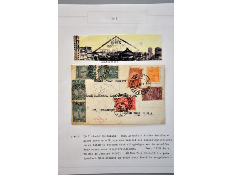luchtpost collectie poststukken 1921-1931, totaal ca. 58 ex. w.b. Zeppelin, Scadta, Do. X., etc. met veel betere ex., mooi op