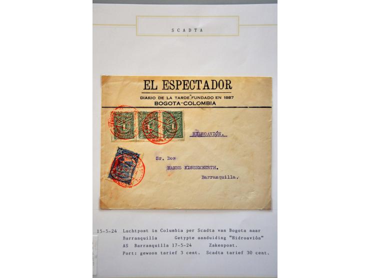 luchtpost collectie poststukken 1921-1931, totaal ca. 58 ex. w.b. Zeppelin, Scadta, Do. X., etc. met veel betere ex., mooi op