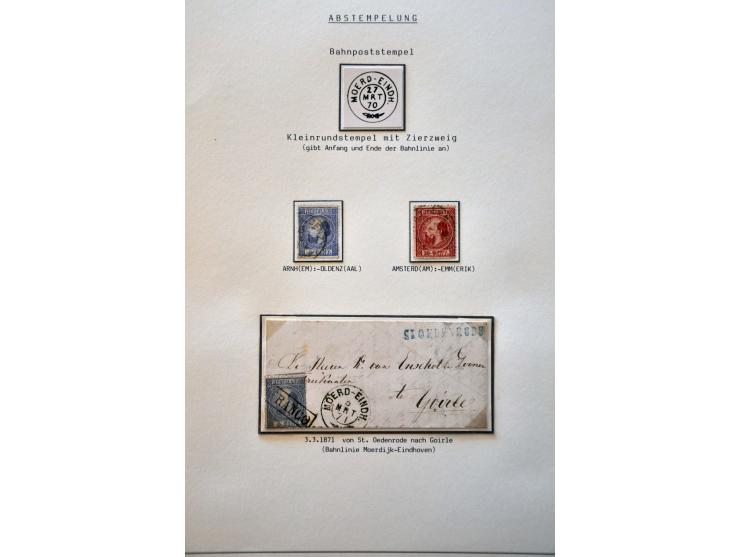 Spoorwegen, collectie van 23 zegels met spoorwegstempels en 24 per trein vervoerde poststukken w.b. betere ex. in over het al