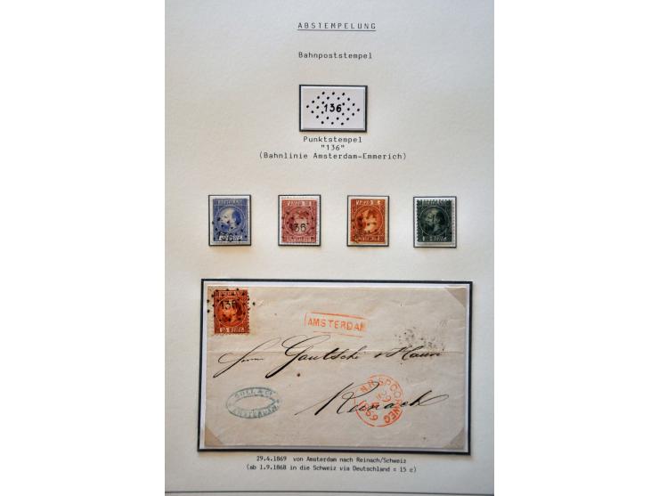 Spoorwegen, collectie van 23 zegels met spoorwegstempels en 24 per trein vervoerde poststukken w.b. betere ex. in over het al