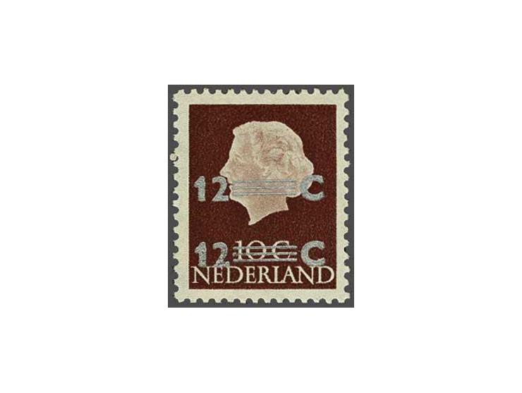 Opruimingsuitgifte 12 op 10 cent roodbruin met variëteit dubbele opdruk en gesigneerd Koopman, cat.w. 450