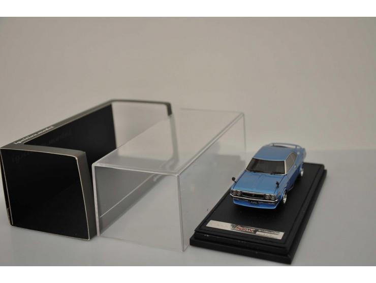 Nissan Datsun Laurel SGX C130, Ignition Model, 1:43, blue, Excellent (left mirror bent, strips left and right bit loose, bit 