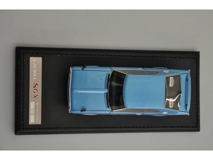 Nissan Datsun Laurel SGX C130, Ignition Model, 1:43, blue, Excellent (left mirror bent, strips left and right bit loose, bit 