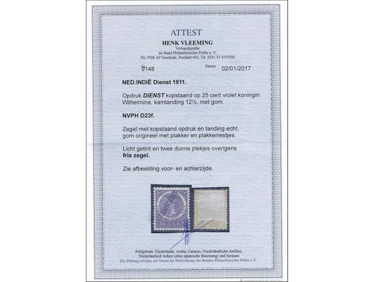 25 cent violet met foutdruk kopstaande opdruk, fraai ex. (2 dunne plekjes, licht getint) met certificaat Vleeming 2017, cat.w