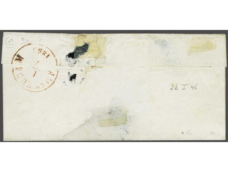 Harderwyk A (Ey 400) op 10 cent karmijn plaat I pos. 46 op briefomslag 30-6-1853 naar Amsterdam, pracht ex.