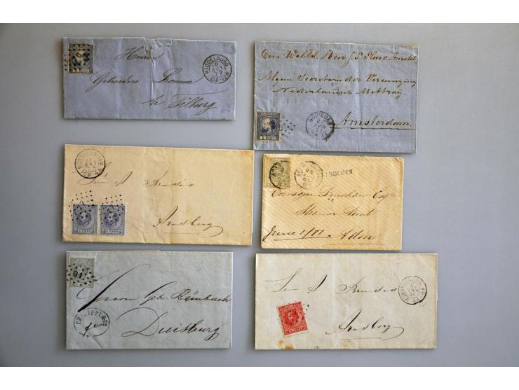 collectie van 39 poststukken w.b. div. emissie 1867 (mengfrankering naar Denemarken 1871, 25 cent donkerviolet naar Genua 187