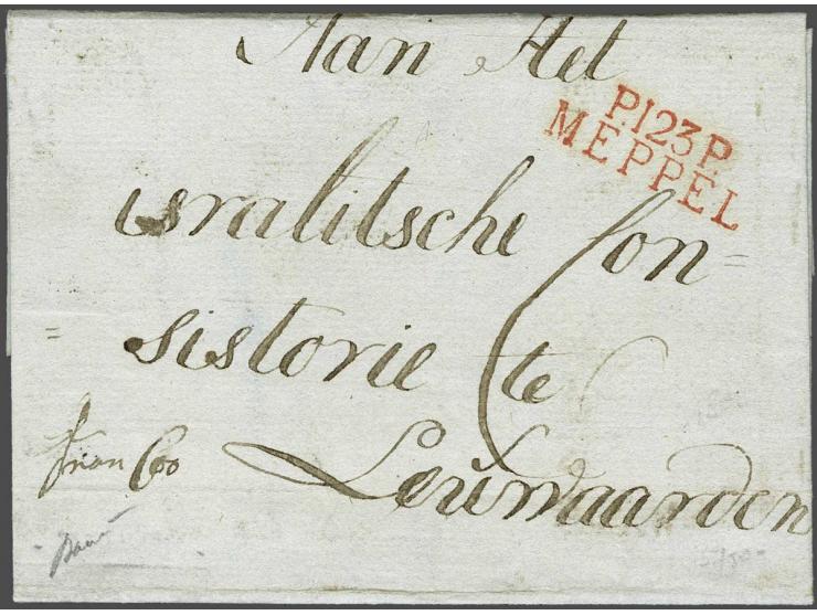  P.123 P. MEPPEL luxe afdruk in oranjerood op complete brief van Dwingeloo den 20 Septemb 1813 aan Het Israelitische Consisto