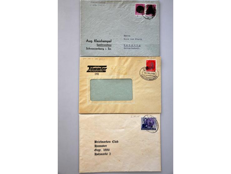 Saxony 3 covers from 1945 with local overprints including Hitler schwärzungen 