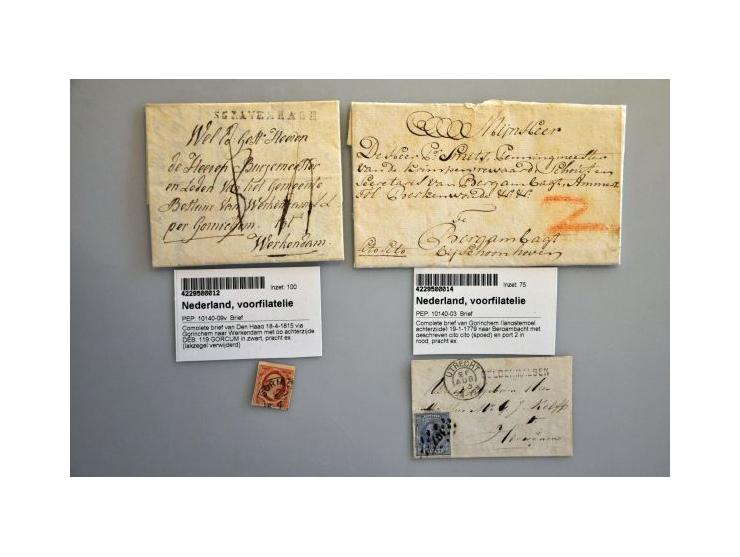 postgeschiedenis Gorinchem, collectie ca. 45 poststukken met veel voorfilatelie (o.a. 1701 naar Brussel en Den Haag 1815 via 