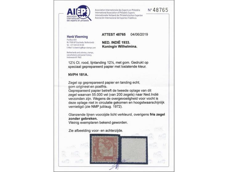Kreisler 12½ cent oranje op speciaal geprepareerd papier met loslatende kleur met certificaat Vleeming 2019, glanzende lijnen