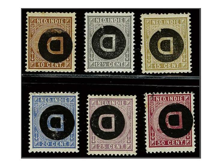 10 cent t/m 50 cent alle met foutdruk kopstaande opdruk, fraaie ex. (meest met kleine gebreken en gesigneerd Evert kroon, Ned