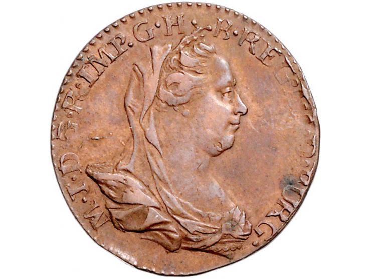 Provinciaal Dubbele en enkele liard Brussel 1777, stempels gesneden door Th. van Berckel AE W. 1146/7 totaal 2 exemplaren ZF+