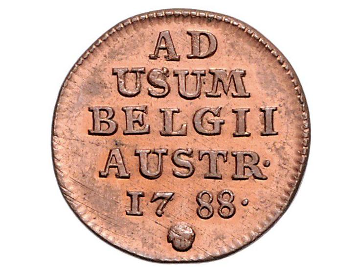 Provinciaal Dubbele 1789 en enkele liard Brussel 1788 Stempels gesneden door Th. van Berckel, AE W. 1153/4 totaal 2 exemplare