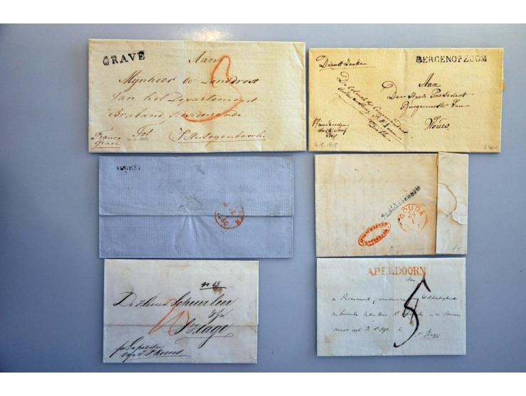 118 EO poststukken vanaf 1682 met veel verschillende stempels, begeleidbrieven etc. veel beter materiaal w.b. bodeteken H op 