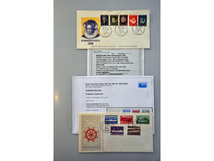 collectie fdc's vanaf E1 met dagtekenstempel t/m 2006 w.b. onbeschreven, E1a met dagtekenstempel naar Zwitserland, nrs. 28, 2