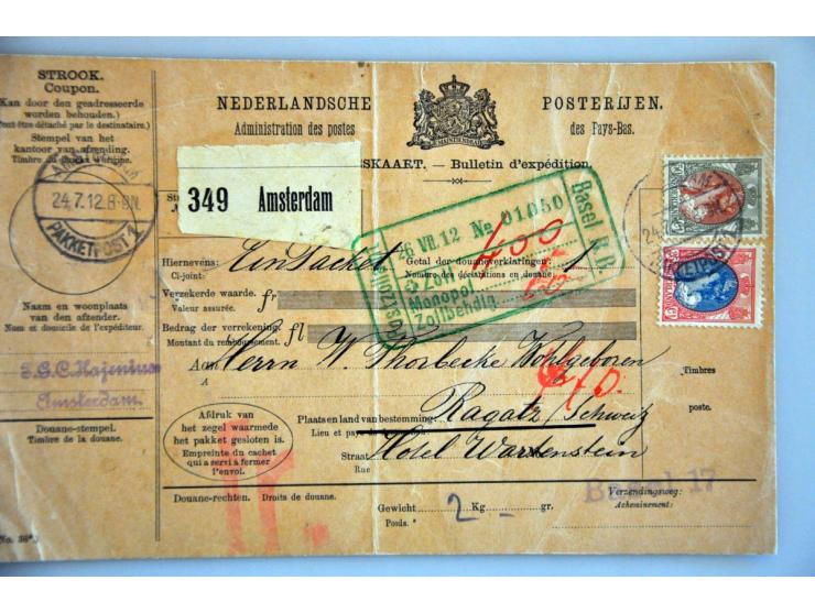 groot aantal post(waarde)stukken vanaf emissie 1852 met beter materiaal in doosje