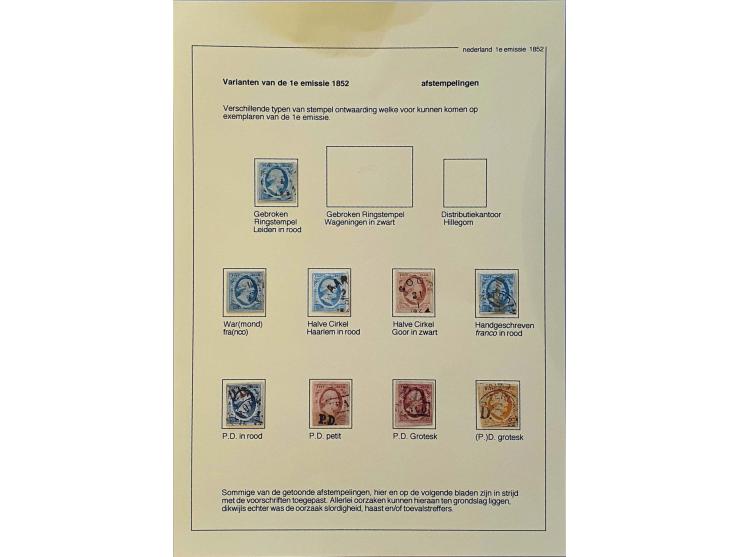 stempels, 41 ex. w.b. halfrond franco, lang-, halte-, halve cirkel, P.D., diverse administratieve stempels etc.