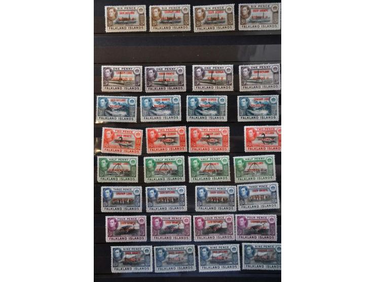 */** with some better ex. and sets including Tristan, Virgin Islands, Falklands etc. in 3 stockbooks  