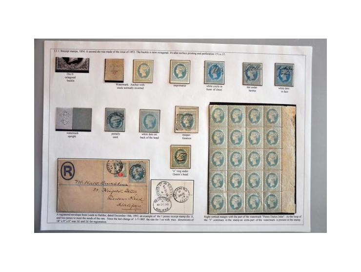 Extensive collection 1d. pale turqoise-blue and 1d. light blue/blue Die II with the Octagonal Buckle including : imprimatur, 