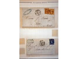 collectie klassieke poststukken alle met diverse soorten stempels Parijs in over het algemeen goede kwaliteit in album