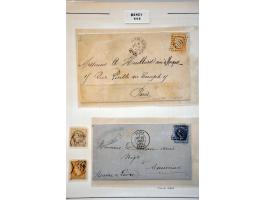 collectie klassieke poststukken alle met diverse soorten stempels Parijs in over het algemeen goede kwaliteit in album