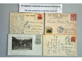 post(waarde)stukken met veel betere ex. w.b. Duitse zeepost, enkele mooie prentbriefkaarten etc., totaal 54 ex. in doosje