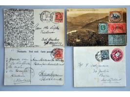post(waarde)stukken met veel betere ex. w.b. Duitse zeepost, enkele mooie prentbriefkaarten etc., totaal 54 ex. in doosje