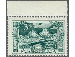 Mythen 3 francs blauwgroen (Zst. nr. 129) met velrand en certificaat Walter Abt 1985, cat.w. CHF 1950
