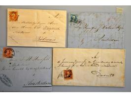 emissie 1852, 5 poststukken in mooie kwaliteit w.b. enkelfrankering nr. 3