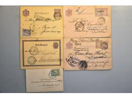 emissie Cijfer 1876 post(waarde)stukken, 18 betere ex. w.b mengfrankeringen, betere stempels w.b. kleinrond, langstempels etc